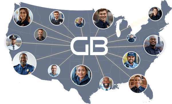 map of the continental United States with the Guard Boss logo