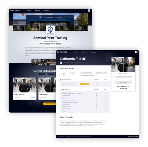 sample facility storefront and training bundle sales page