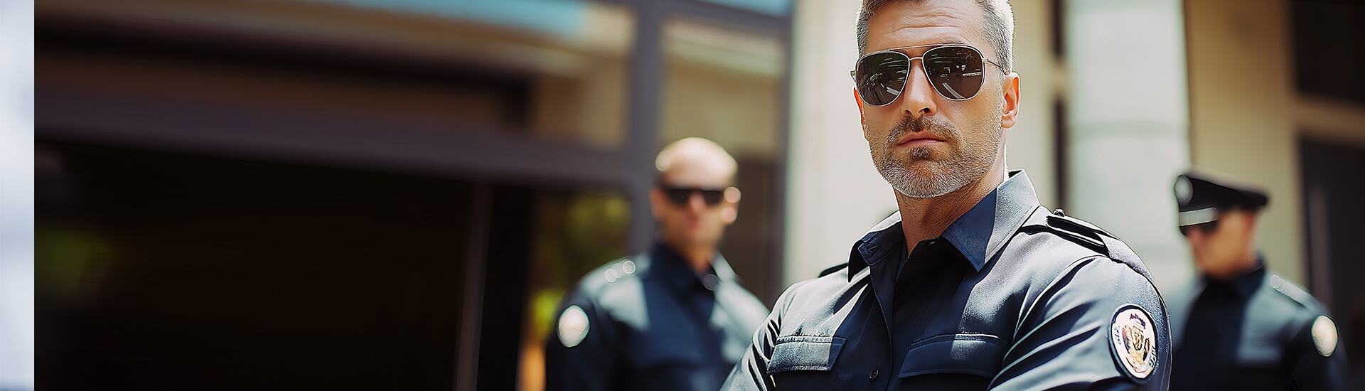 security manager in uniform wearing sunglasses